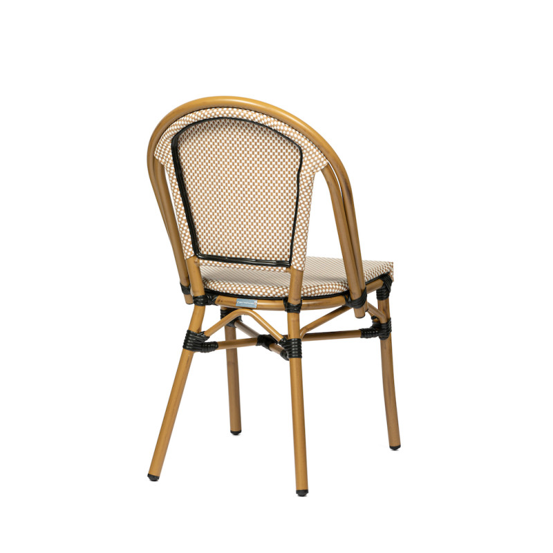 Chaise de terrasse économique, design et légère - Lazare textilène bleu et blanc - aluminium couleur rotin_3