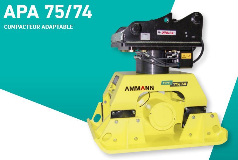 Plaque vibrante adaptable pour pelle 12-25 tonnes - Ammann France - APA 75/74, puissance et robustesse_3