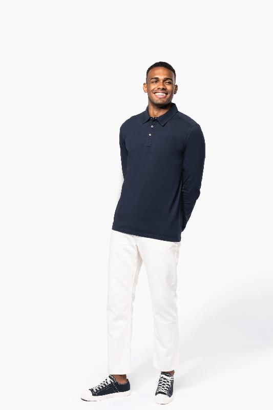 Polo jersey manches longues homme Kariban - Réf: K264 - 100% coton peigné, col chemise, tailles S à 3XL_3