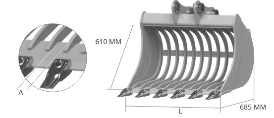 Ve62 Godet Squelette et Claire-Voie - Cangini - 800 mm - Haute Résistance - 4,0 à 5,0 tonnes_3