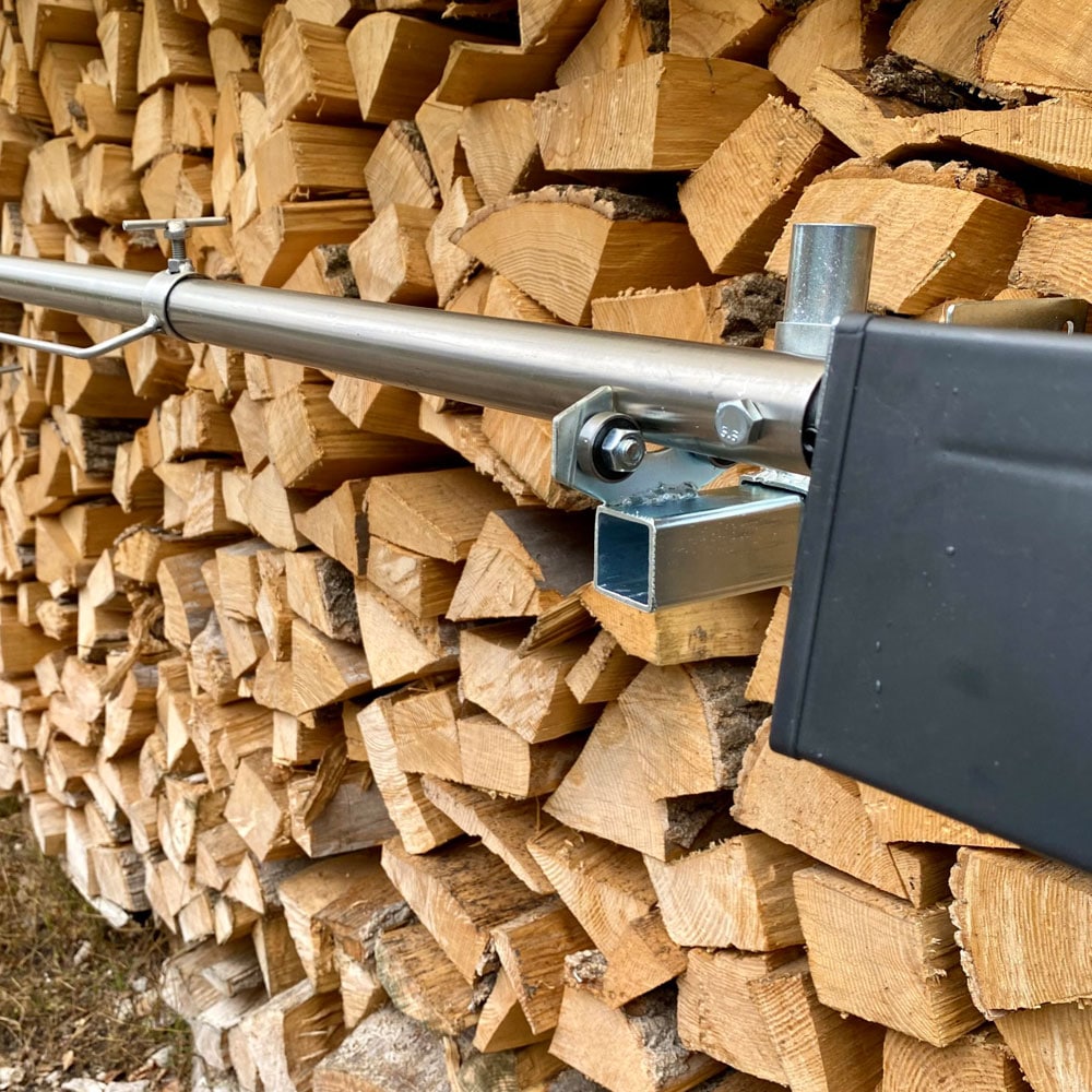 Tournebroche professionnel pour cheminée en brique - structure robuste, hauteur réglable, longueur 192 cm, acier inoxydable 304_3