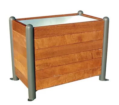 Jardinière La Capelle - 100 x 100 x 78 cm - 370L avec cuvette extractible et drainage - acier galvanisé_3