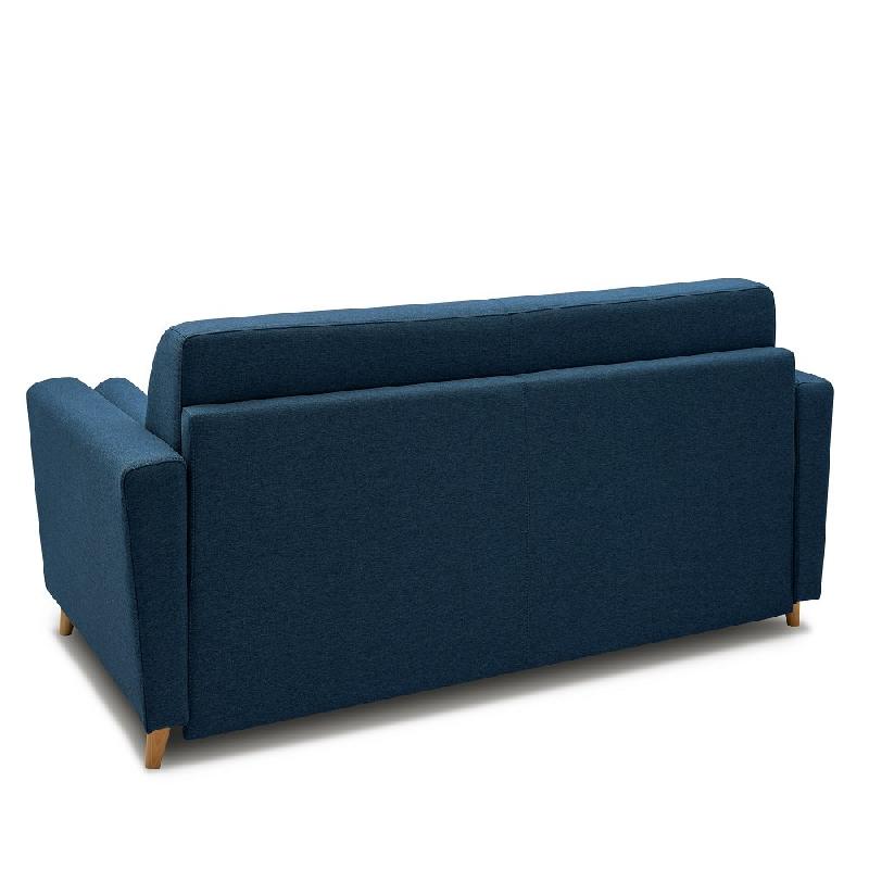 Canapé convertible VIRGOLA - Système express - Matelas 16 cm - Sommier à lattes - Tissu tweed bleu - Couchage 120x197 cm_3