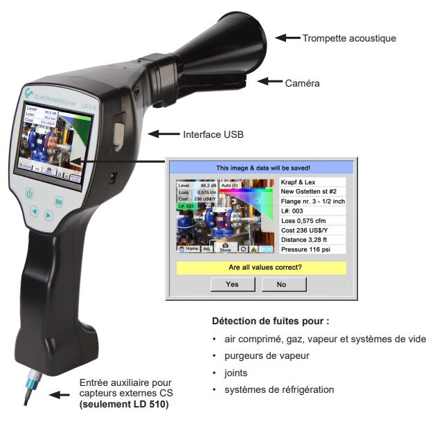 Ld 500/510 - détecteur de fuite d'air comprimé - cs instruments - fréquence de fonctionnement: 40 khz ± 2 khz_3