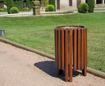 Poubelle publique UP16 - Corbeille Salou - Novatilu - 45 litres - Métallique et Bois_3