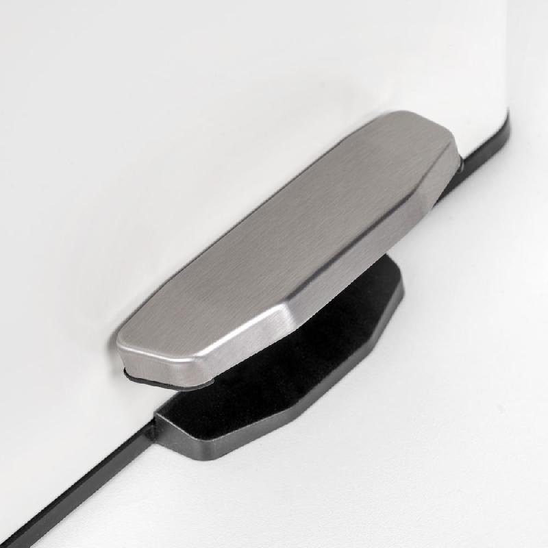 Conteneur rectangulaire extérieur à pédale - 20L - Aluminium blanc mat avec couvercle hygiénique et seau amovible_3