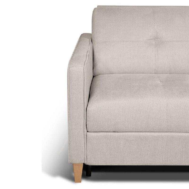 Canapé convertible scandinave 140cm - Matelas 16 cm - Système express - Sommier à lattes Renatonisi - Tissu tweed beige_3