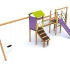 Structure Chouquette 5 à 12 ans en Bois et Polyéthylène avec Balançoire et Toboggan_3