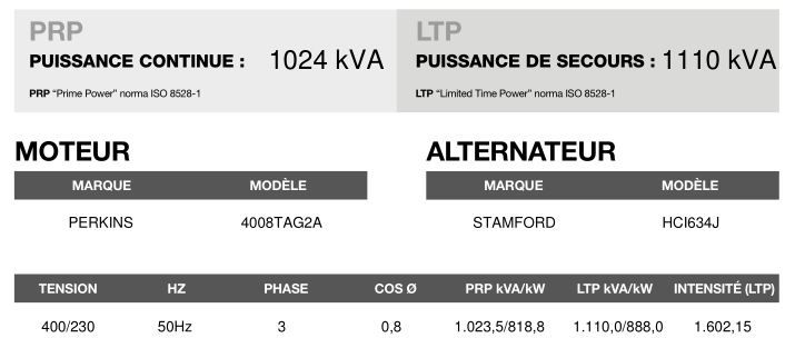 AP-1135 50 Hz triphasé - Groupe électrogène en container 1110 kVA avec moteur Perkins et alternateur Stamford_3