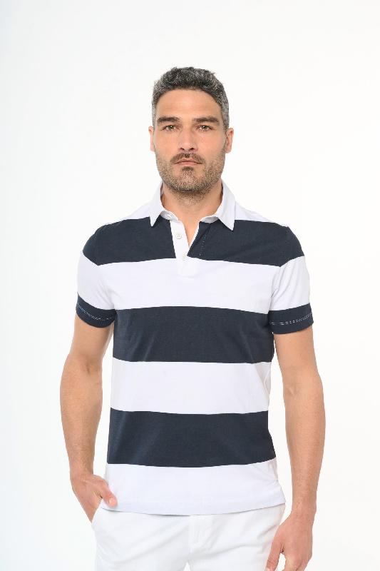 Polo rugby rayé manches courtes unisexe - Kariban - Réf: K286 - 100% coton peigné - Coupe ajustée - Disponibles en tailles 3XL et 4XL_3