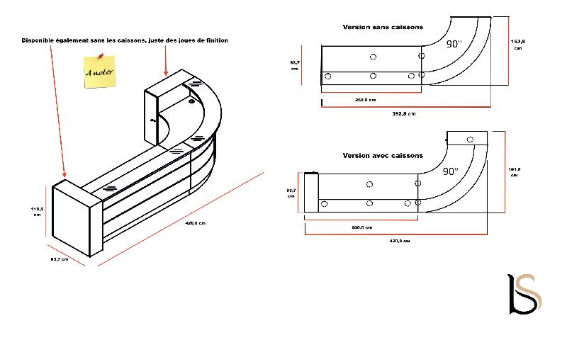 Grande banque d'accueil lumineuse Valde - MDD - Gauche, Sans caisson_3
