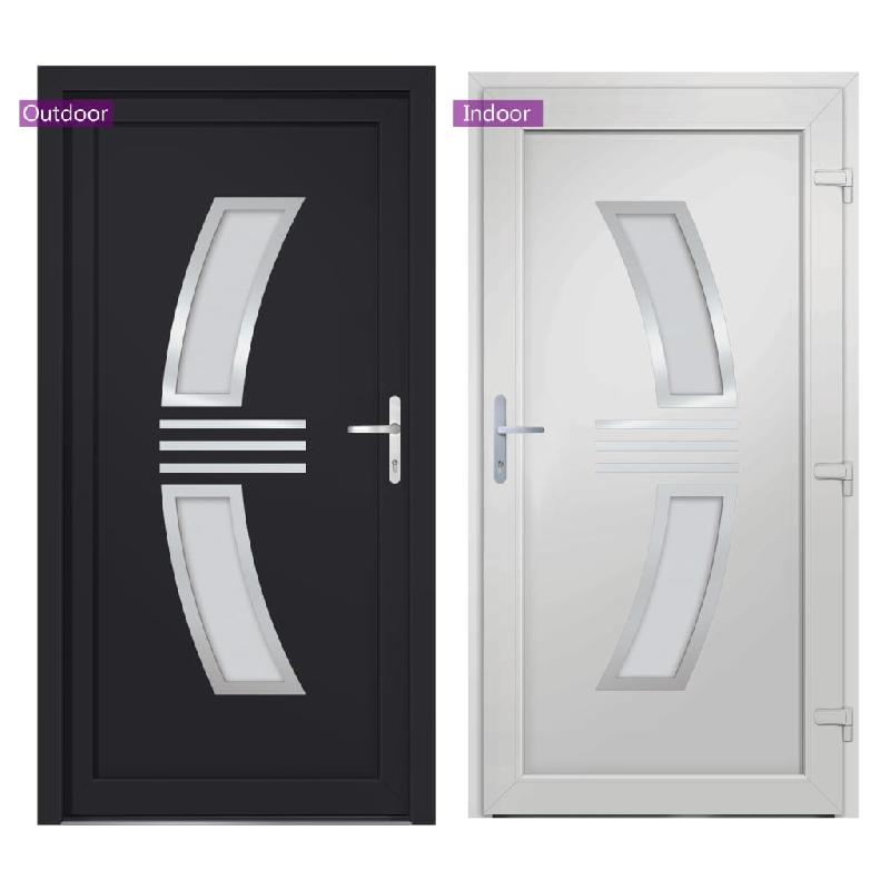 Vidaxl porte d'entrée anthracite 108x208 cm pvc 3187940_3
