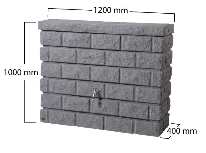 Cuve décorative murale Rocky - 400L - gris granite - récupérateur d'eau de pluie_3