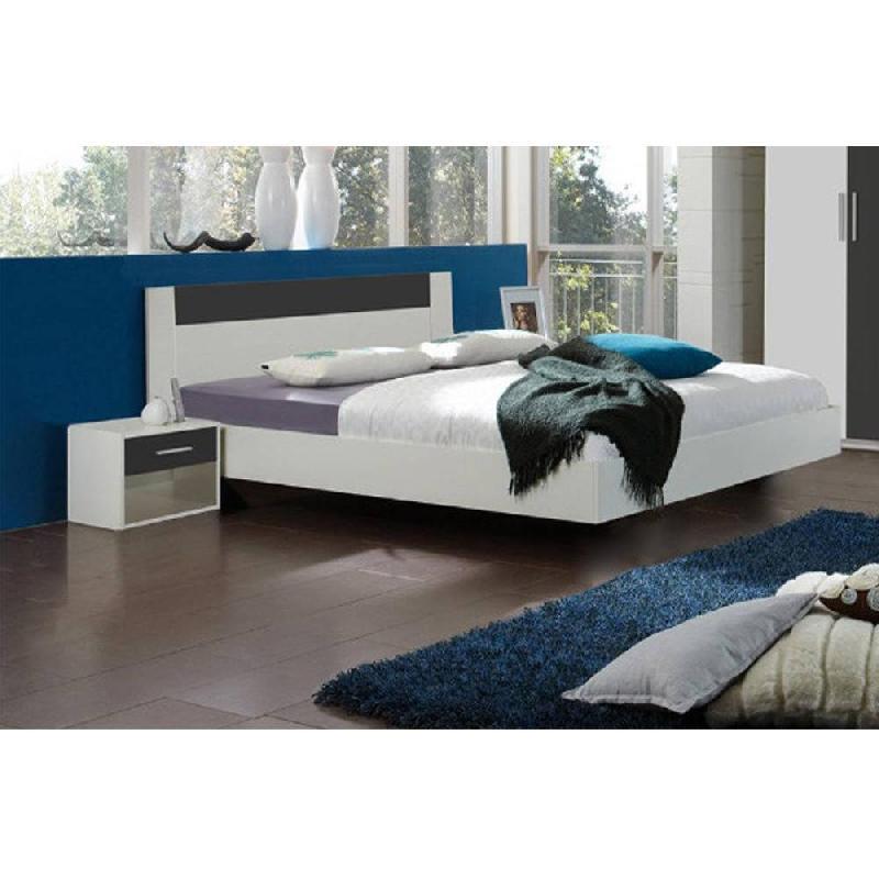 Lit design Thalia 160 x 200 cm - Blanc rechampis graphite - Élégance et confort_3