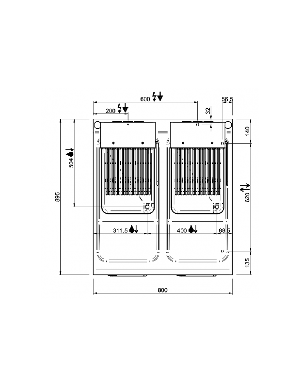 Friteuse électrique - 2x18 Litres sur placard - 32Kw - DOMINA PRO 900 - Référence FRBE98A_3