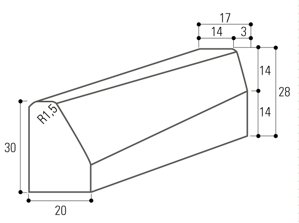 Raccord T2 de 100 cm pour bordure quai bus