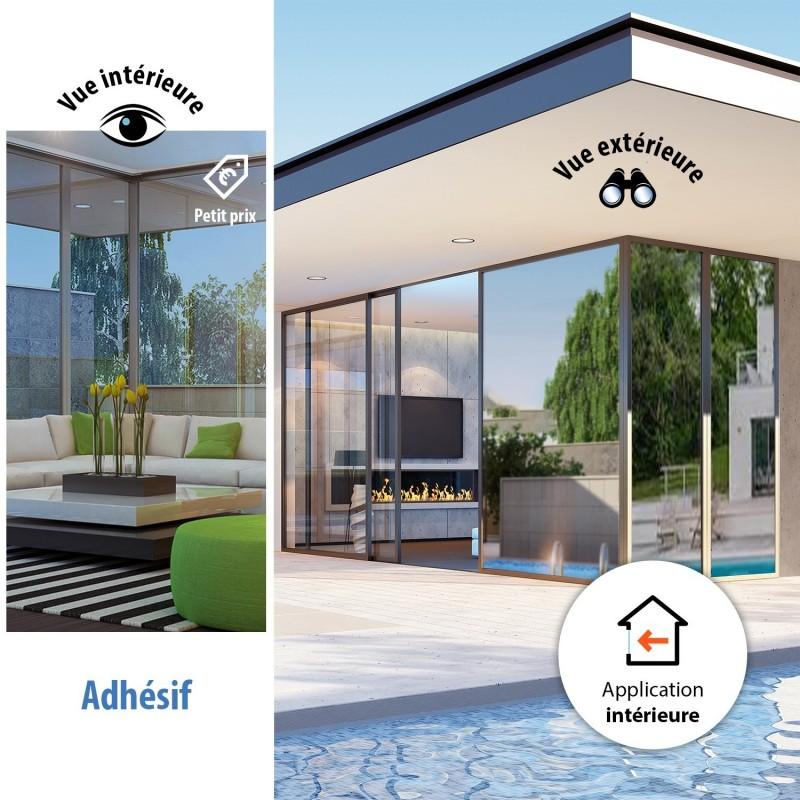 Film anti-chaleur pour fenêtre - simple vitrage - SOL75-AAL - protection solaire et effet miroir_3