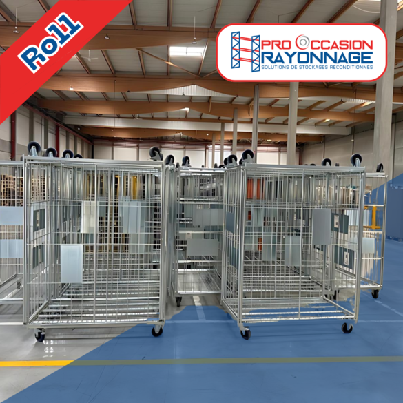 Roll Chariot Conteneur - 3 Côtés fermés, Base Plateau Bois Mélaminé_3