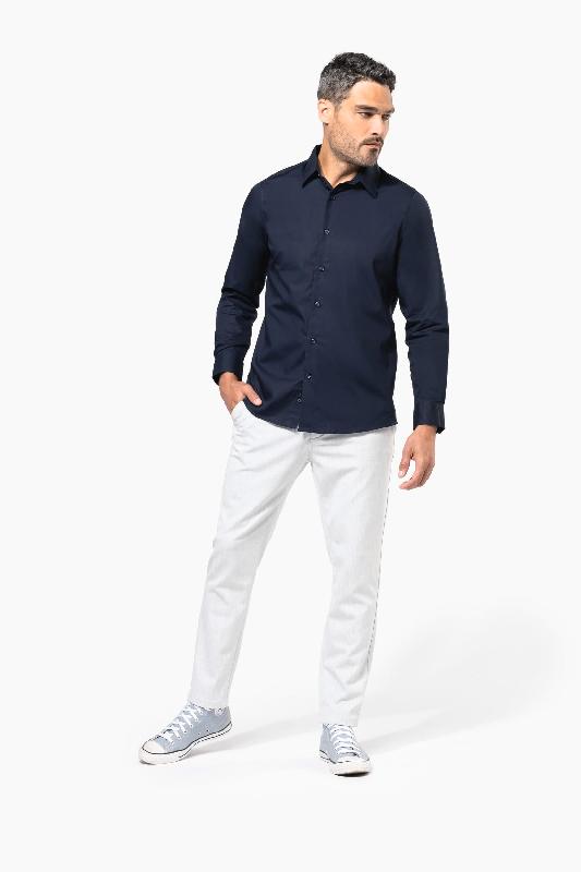 Chemise popeline manches longues homme - Réf: K513 - 100% coton - Coupe ajustée - Marque Kariban_3