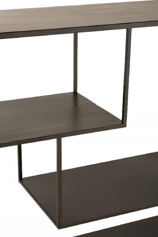 Étagère basse rectangulaire 4 niveaux irréguliers en métal noir - Design sobre et épuré - L120 x H81.5 x P30 cm_3