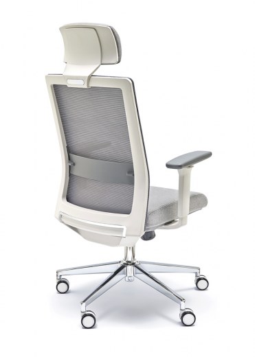 Fauteuil de bureau NICE avec têtière tapissée, accoudoirs 3D réglables et structure blanche - Référence 6428 FR206_3