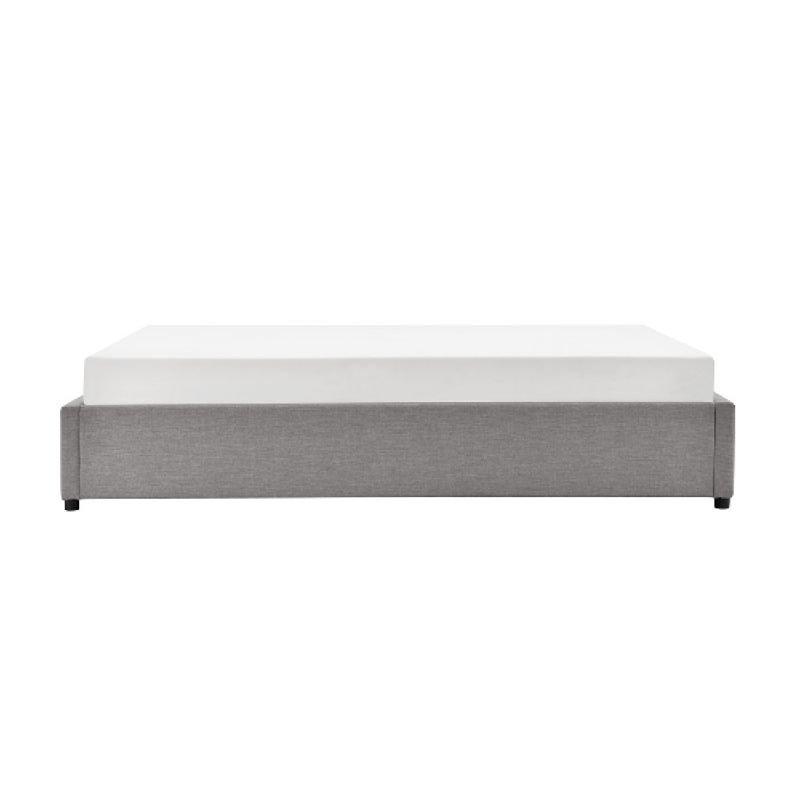 Lit coffre Dorres 140x190 cm - sommier relevable avec grand rangement - revêtement tissu gris clair_3