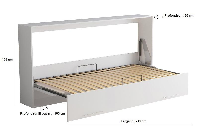 Armoire lit escamotable VERTIGO blanc mat - Couchage quotidien 90x200 cm - Ouverture transversale_3