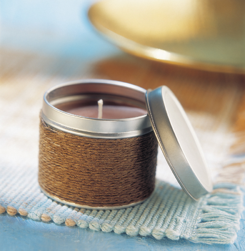 Bougie senteur vanille - parfumée - boîte en étain avec ficelle - couleur marron - 106 gr_3