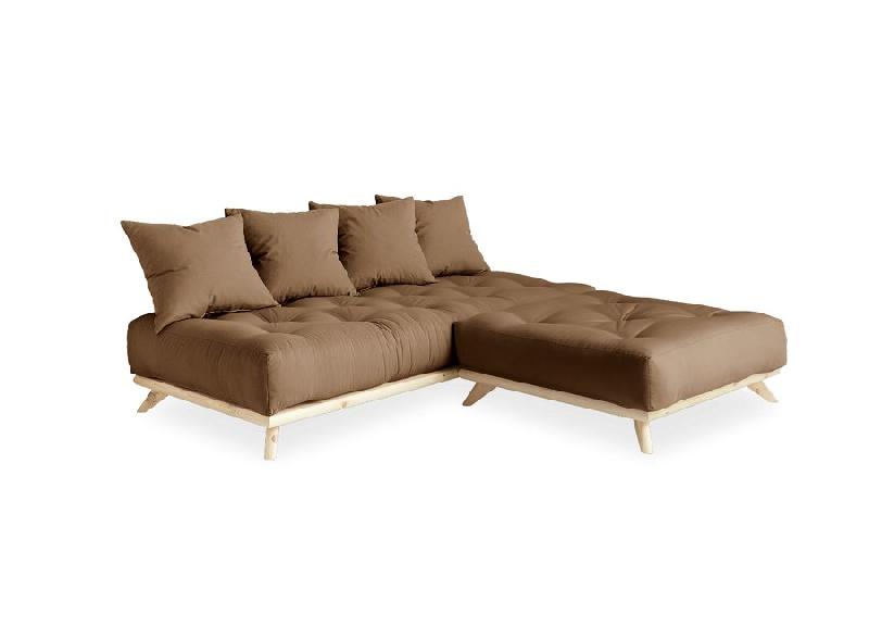 Canapé convertible futon Senza en pin naturel - Coloris mocca - Couchage 90 x 200 cm - Design minimaliste Karup_3