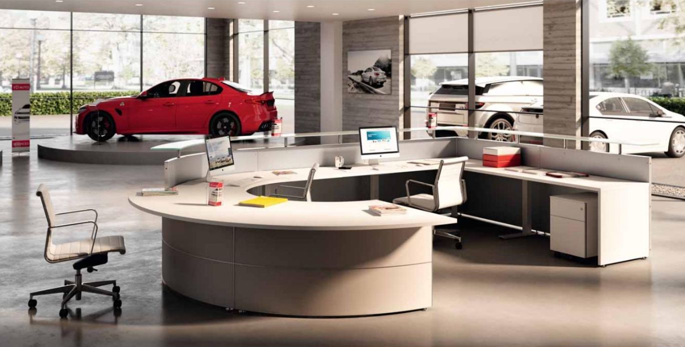 Banques d'accueil Réception - éléments courbes et linéaires pour configurations haut de gamme_3