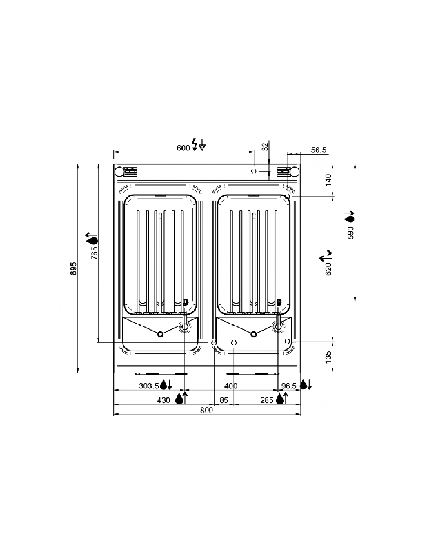 Cuiseur à pâtes électrique sur placard - 2 cuves de 40 litres - Gamme DOMINA PRO 900 - Référence CPE98A_3
