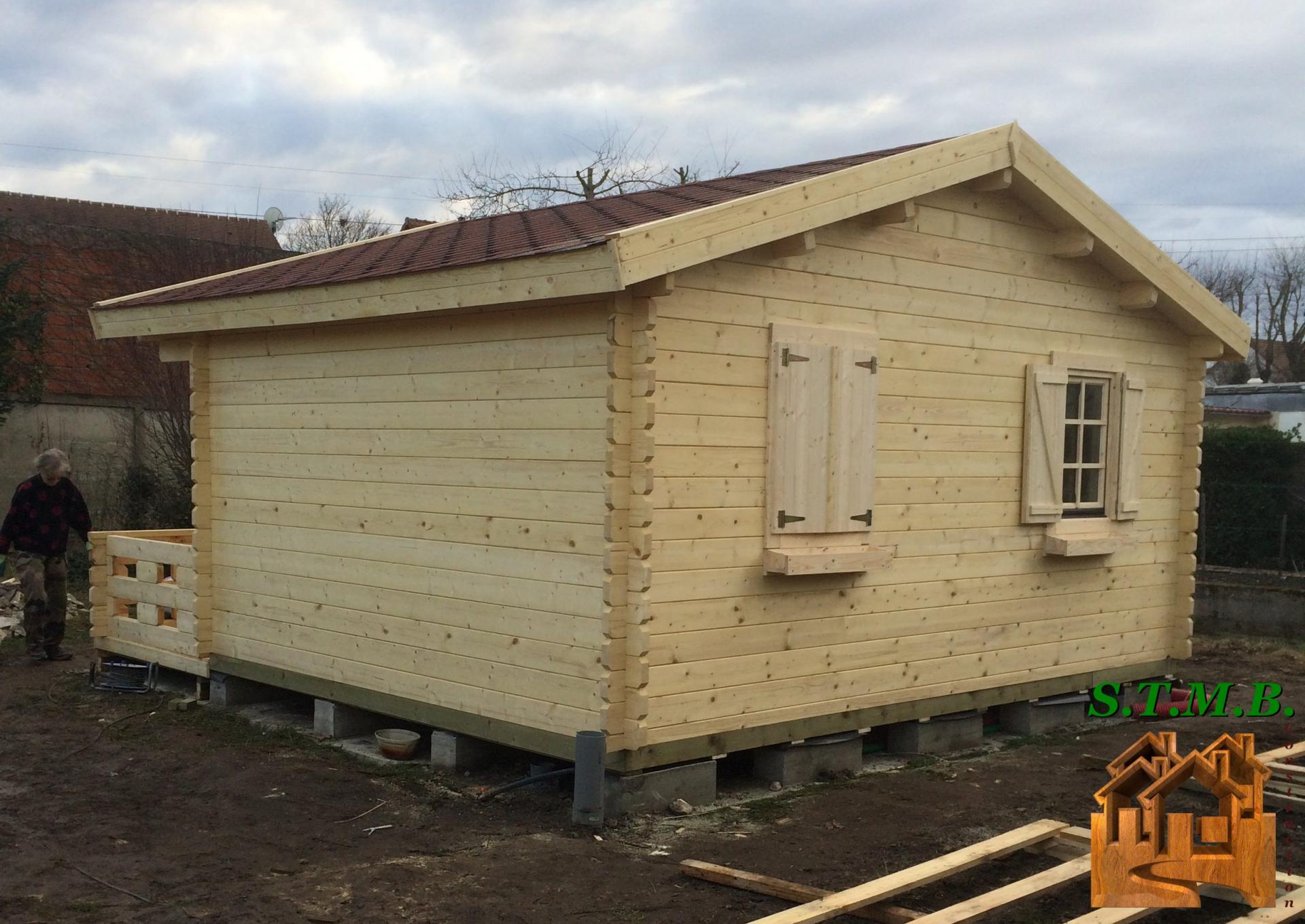 Chalet en bois plain-pied murier 20 / madrier 44 mm / 19.82 m² / en kit / toit double pente_3