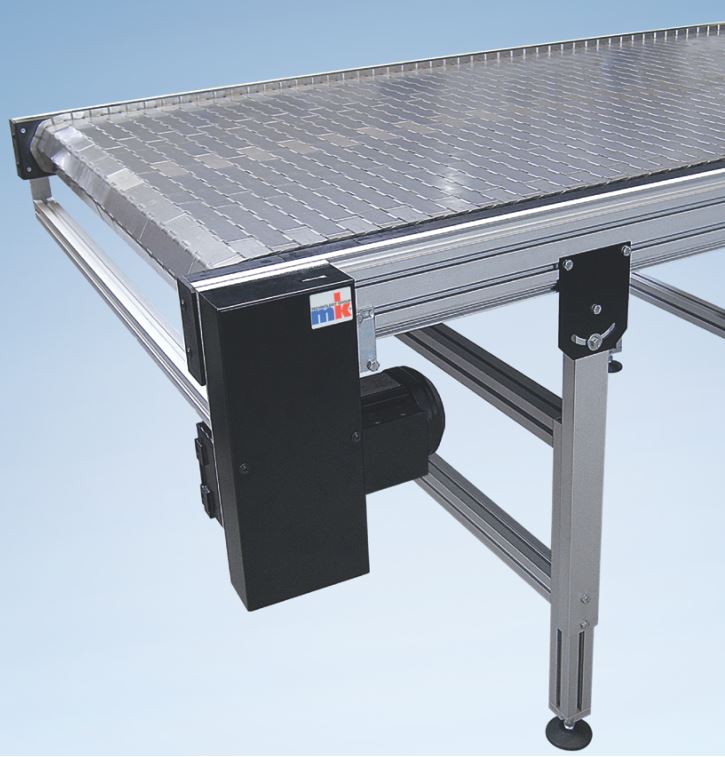 Convoyeur à tapis modulaire compact et flexible - MBF-P 2040.86 - MK Technology Group - Résistant avec charnières en acier pour produits chauds ou à arêtes tranchantes_3