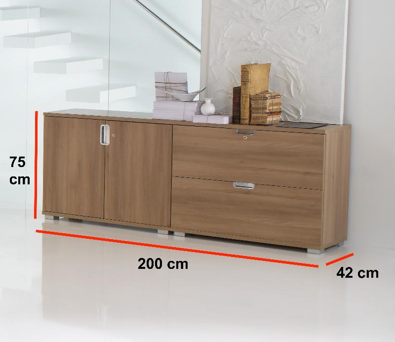 Armoire mixte avec classement pour dossiers suspendus - Mobel Linea - Acacia foncé_3