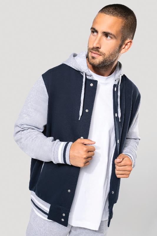 Blouson Teddy à capuche unisexe - Réf : K4003 - Molleton gratté 3 fils - Kariban_3