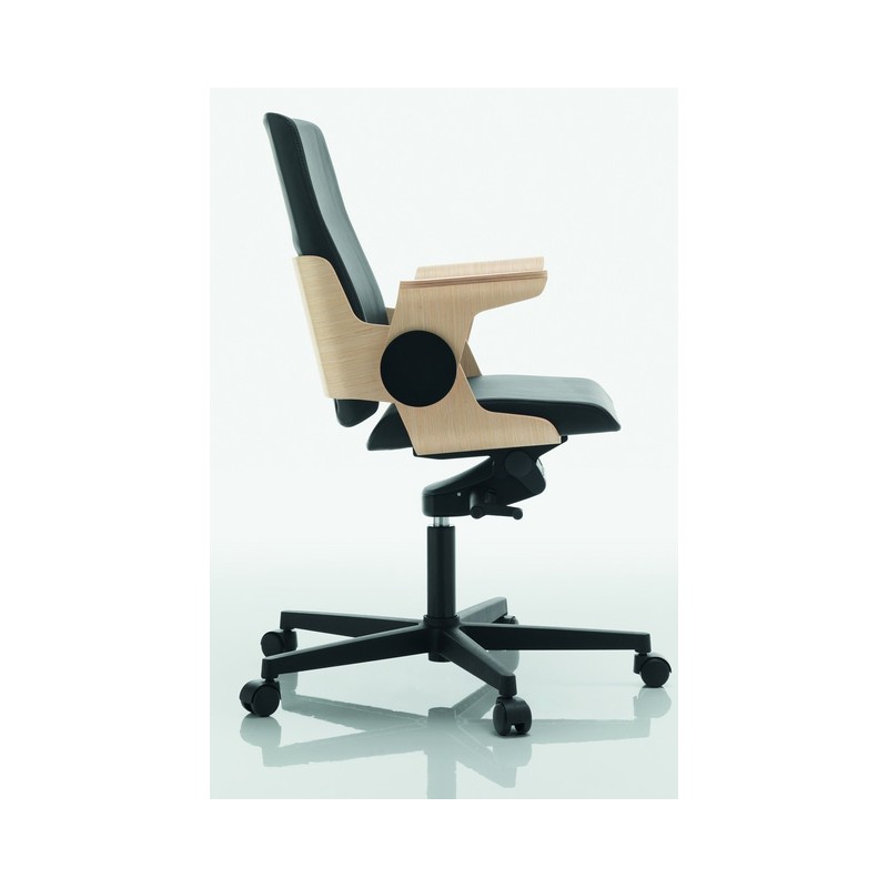 Fauteuil de direction DEA - Haut dossier avec appui-tête, finition cuir, structure en hêtre_3