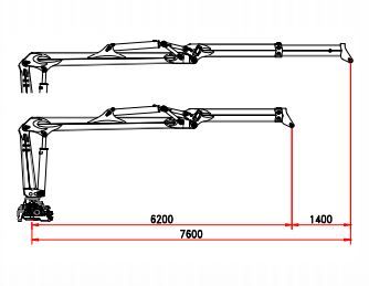 R 110 MS1 - Grue auxiliaire Bob Spa - Capacité de levage 110 kNm - Non repliable, extension hydraulique 7,60 m_3