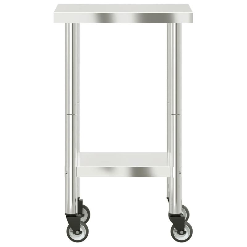 Vidaxl table de travail de cuisine avec roues 55x55x85 cm inox 376462_3