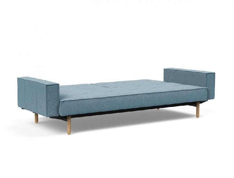 Canapé convertible Splitback Stem avec accoudoirs - pieds obus en chêne naturel - tissu Mixed Dance Light Blue - couchage 115x210 cm_3