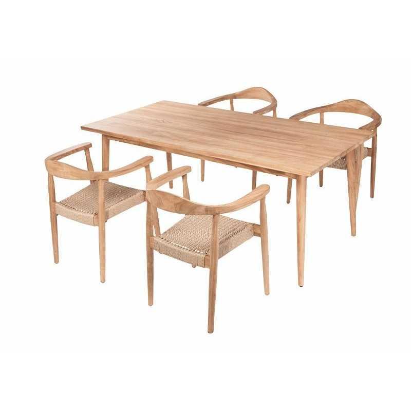 Chaise de salle à manger maron – MTF – bois de teck et tressage naturel – 2nai0001_3