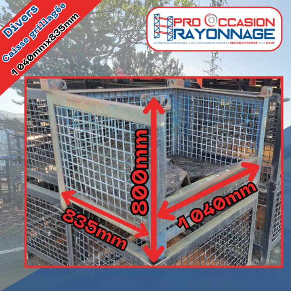 Caisse-palette grillagée - Largeur 1040mm, profondeur 835mm, hauteur 800mm_3