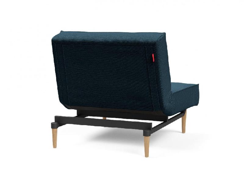Innovation Living - Fauteuil Splitback Styletto Convertible Lit 90x115 cm - Pieds Chêne Naturel - Tissu Argus Navy Blue_3