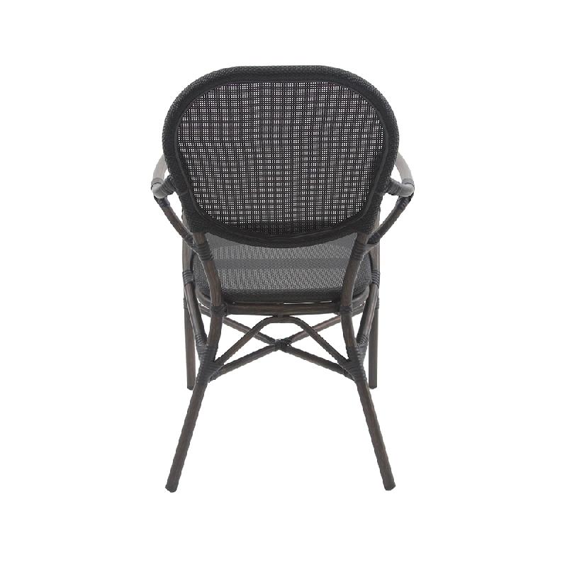 Tango - Fauteuil de bistrot en tissu wengé-noir mesh_3