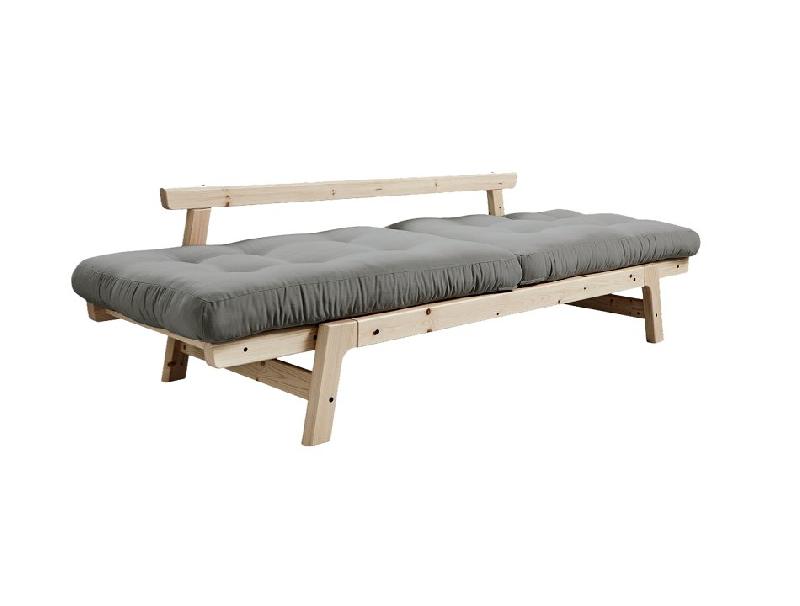 Banquette convertible futon STEP en pin massif - Coloris grey - Couchage 70x200 cm - Design élégant et raffiné_3