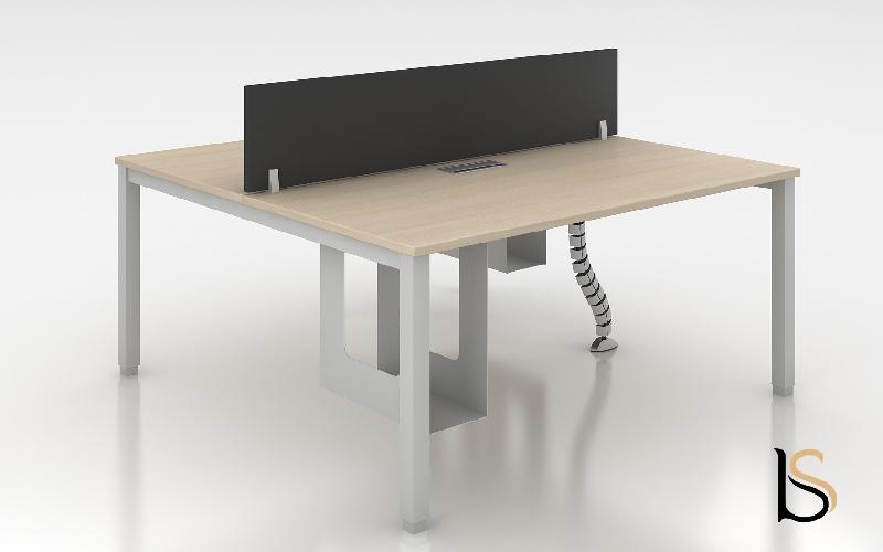 Bench 2 personnes Tempo - Mobel linea - Blanc 9010, 120, Acacia clair, Fixe_3