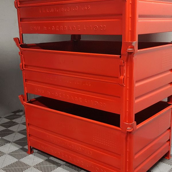 Caisse-palette métallique 2T - 1250×850 avec demi-porte et option couvercle cadenassable_3