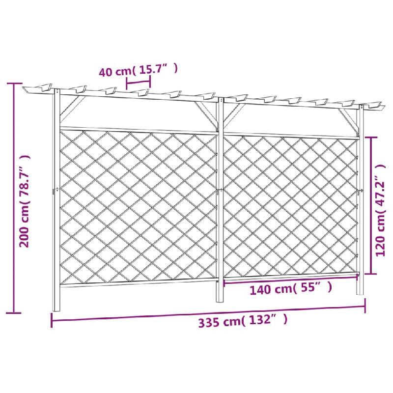 Vidaxl clôture à lattes de jardin avec pergola bois 41726_3