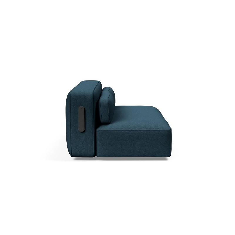 Innovation Living - Canapé convertible design Yonata tissu Argus Navy Blue - Lit 145x200 cm, pied aluminium laqué noir_3