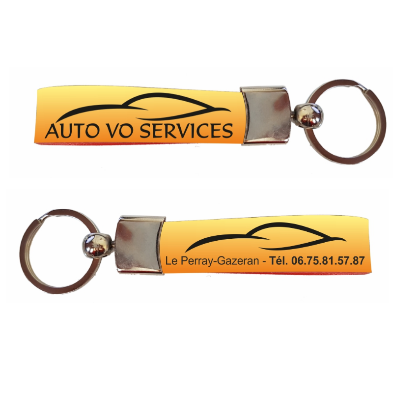 Porte-clés Simili - Tête métallique et bande imitation cuir - Impression quadri recto verso_3