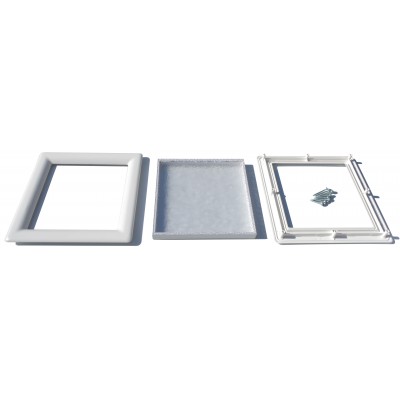 Hublot carré - MPM - en PVC blanc avec vitre plexi transparent ou granité - Dimensions extérieures 290 x 290 mm_3